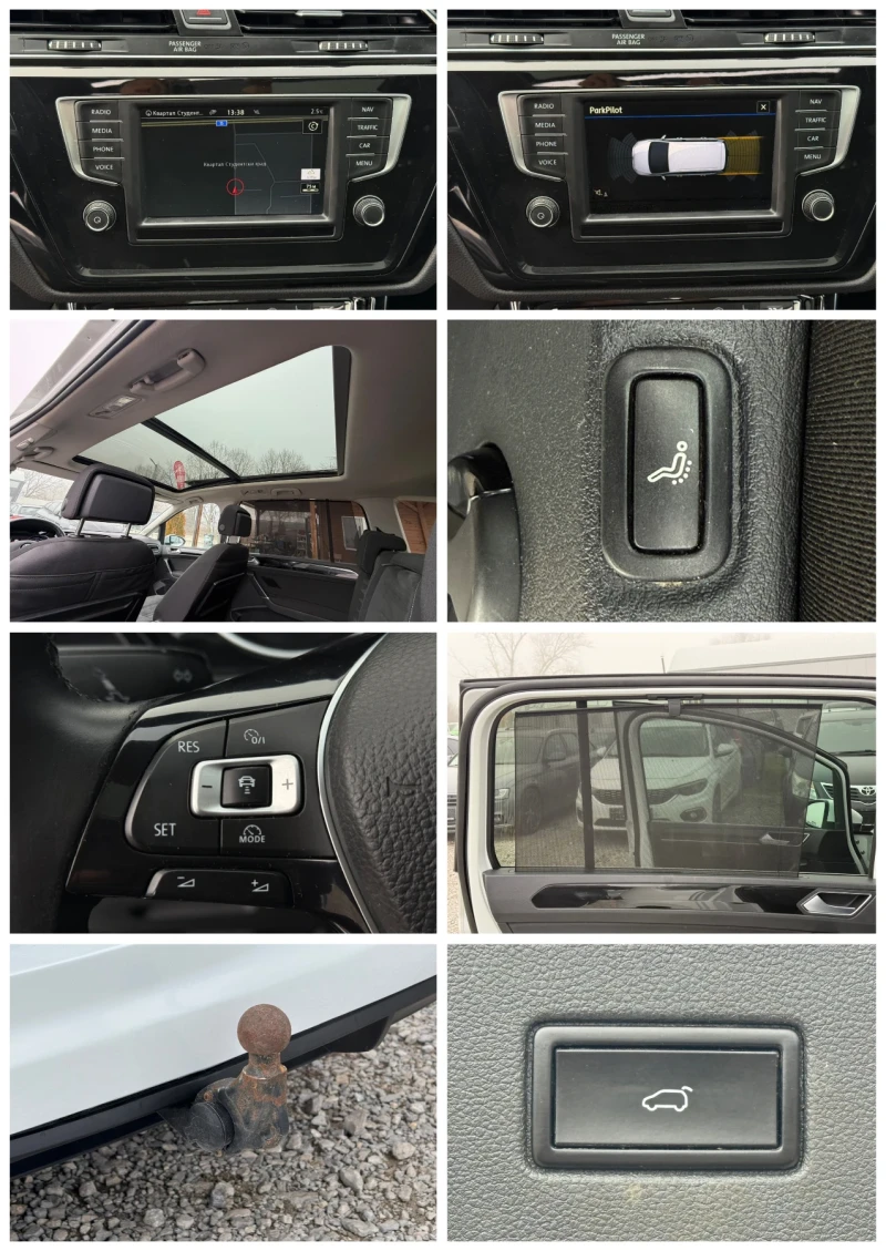 VW Touran 2.0TDi 150кс * LED* * Дистроник* * Панорама* * Нав, снимка 17 - Автомобили и джипове - 52868302