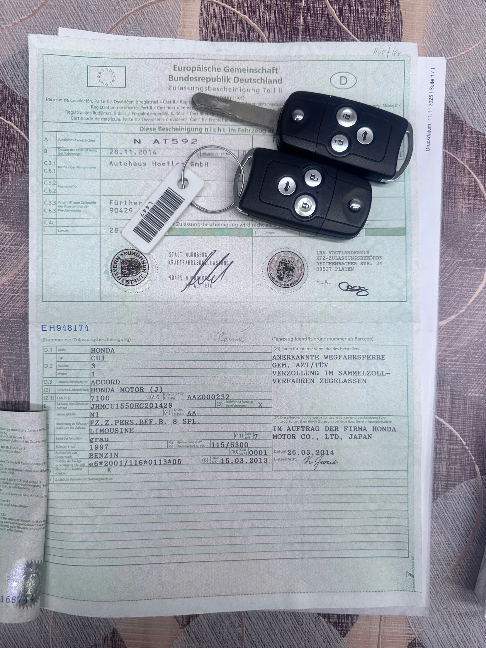 Honda Accord 2.0 28.11.2014г - изображение 10