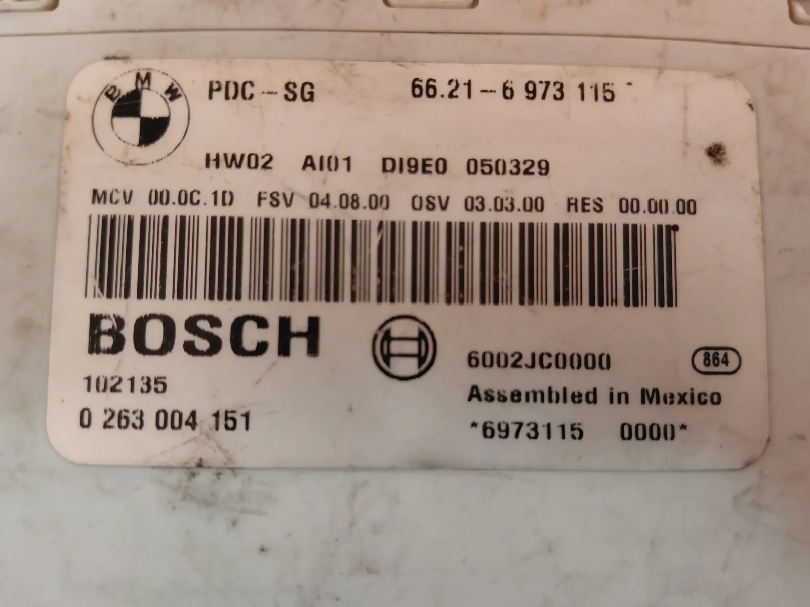 6973115 PDC модул BMW  E60, E61, E81, E87, E90, E91 Bosch 0263004151, снимка 2 - Части - 55803728