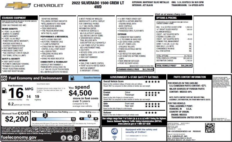 Chevrolet Silverado Crew Cab 1500 LT, снимка 11 - Автомобили и джипове - 48769374