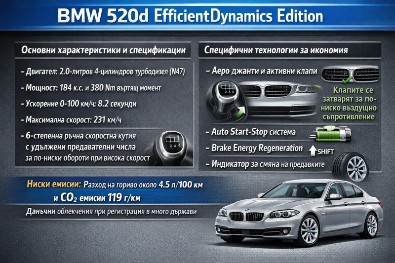 BMW 520 EfficientDynamics Edition, снимка 17 - Автомобили и джипове - 50766870