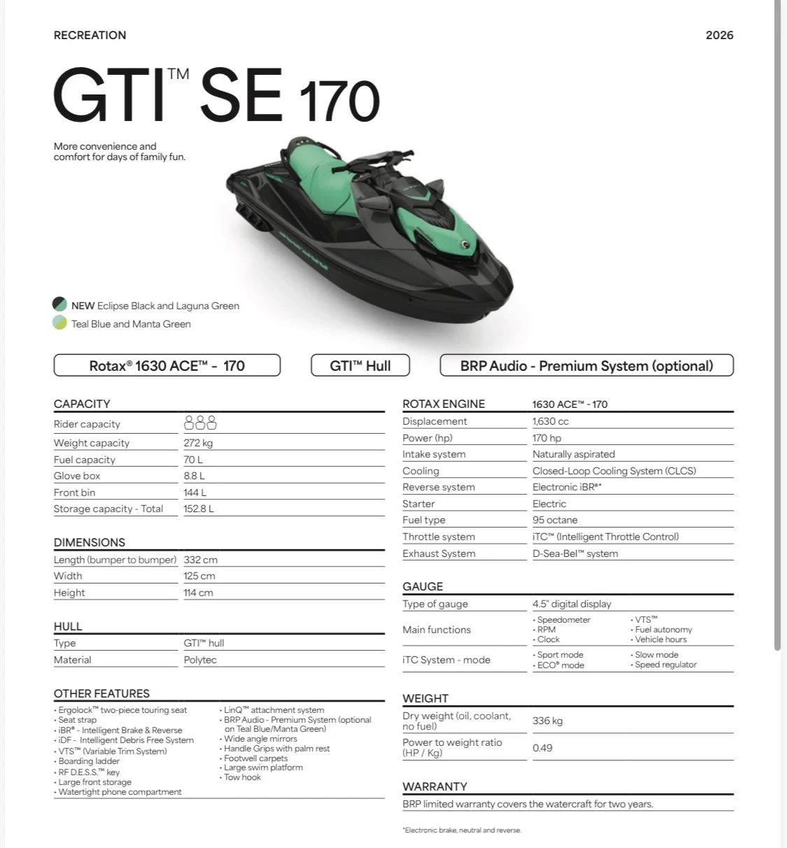 Джет Bombardier Sea Doo GTI SE 170, снимка 7 - Воден транспорт - 56105047
