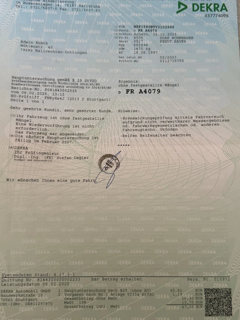 Каравана Fendt DIAMANT 540, снимка 4 - Каравани и кемпери - 50437084