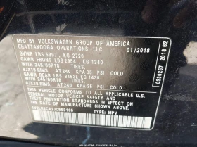 VW Atlas 3.6l Volkswagen 3.6L V6 Se/3.6L V6 Se W/Technology, снимка 9