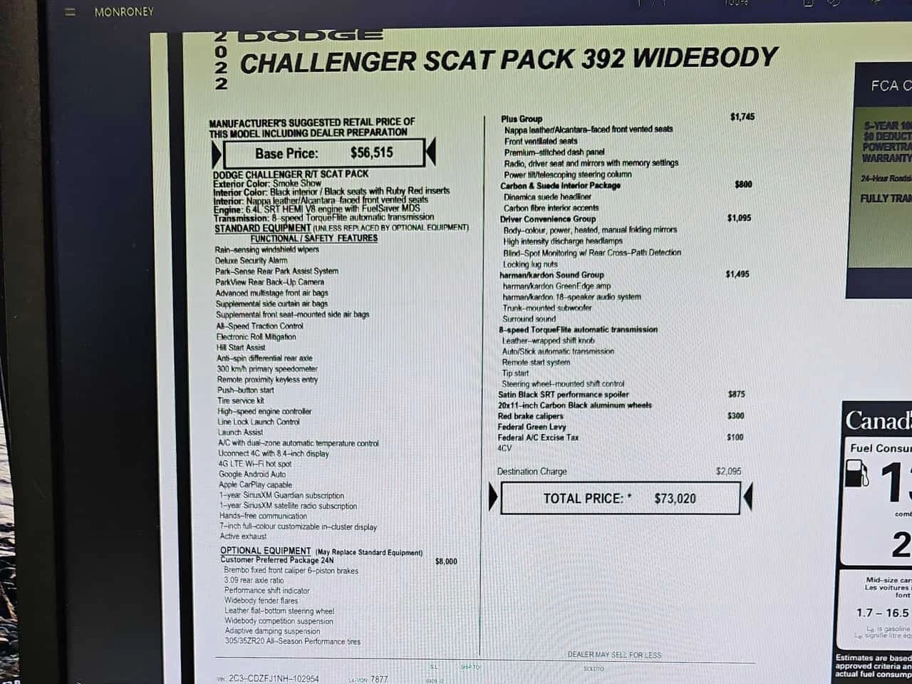 Dodge Challenger * Scat Pack 392 Widebody* АВТОКРЕДИТ* , снимка 17 - Автомобили и джипове - 56165292