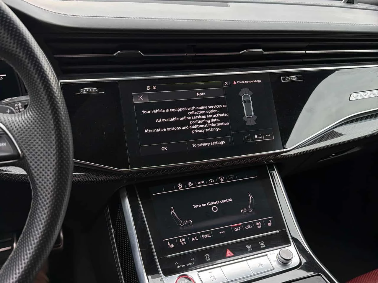 Audi SQ8 4.0 TFSI quattro/ОБДУХВАНЕ/ПАНОРАМА/ДИСТРОНИК/360, снимка 9 - Автомобили и джипове - 55270490