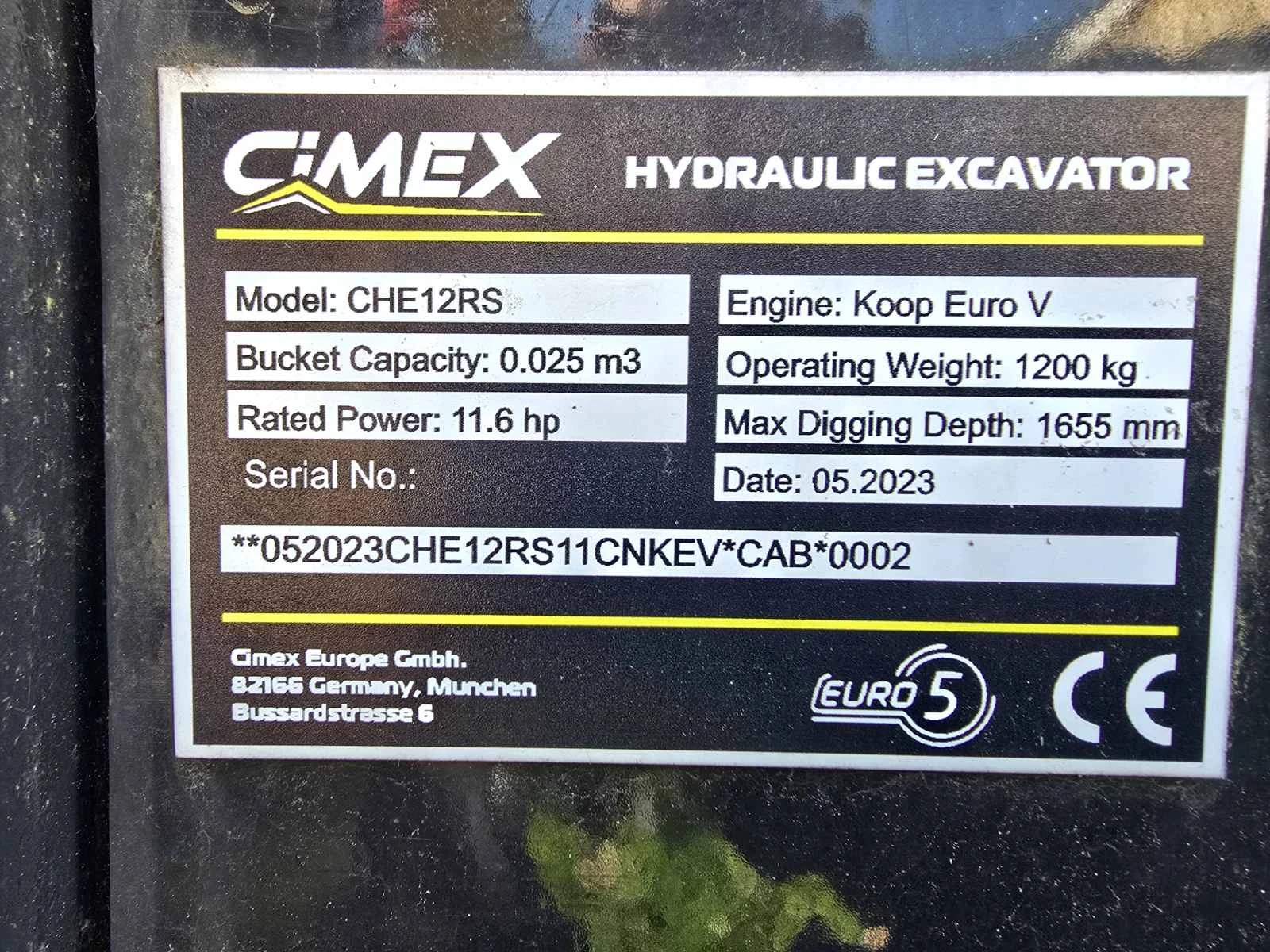 Багер Друга марка Cimex CHE12RS-SB, снимка 7 - Индустриална техника - 54676278