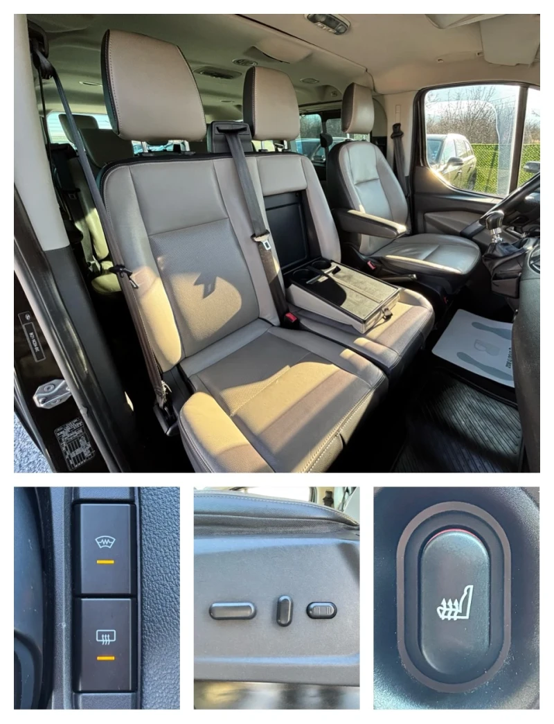 Ford Transit Custom 2.2D/155K.C/9 МЕСТА/KOЖА/ПОДГРЕВ/ТЕГЛИЧ/БЕЛГИЯ, снимка 17 - Бусове и автобуси - 52923050