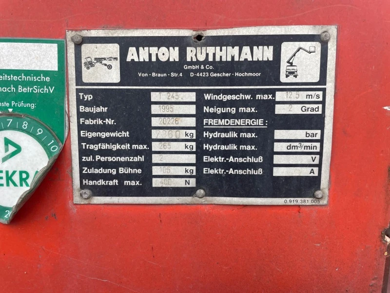 Автовишка Ruthmann 26, 4м 265кг, снимка 8 - Индустриална техника - 40226797