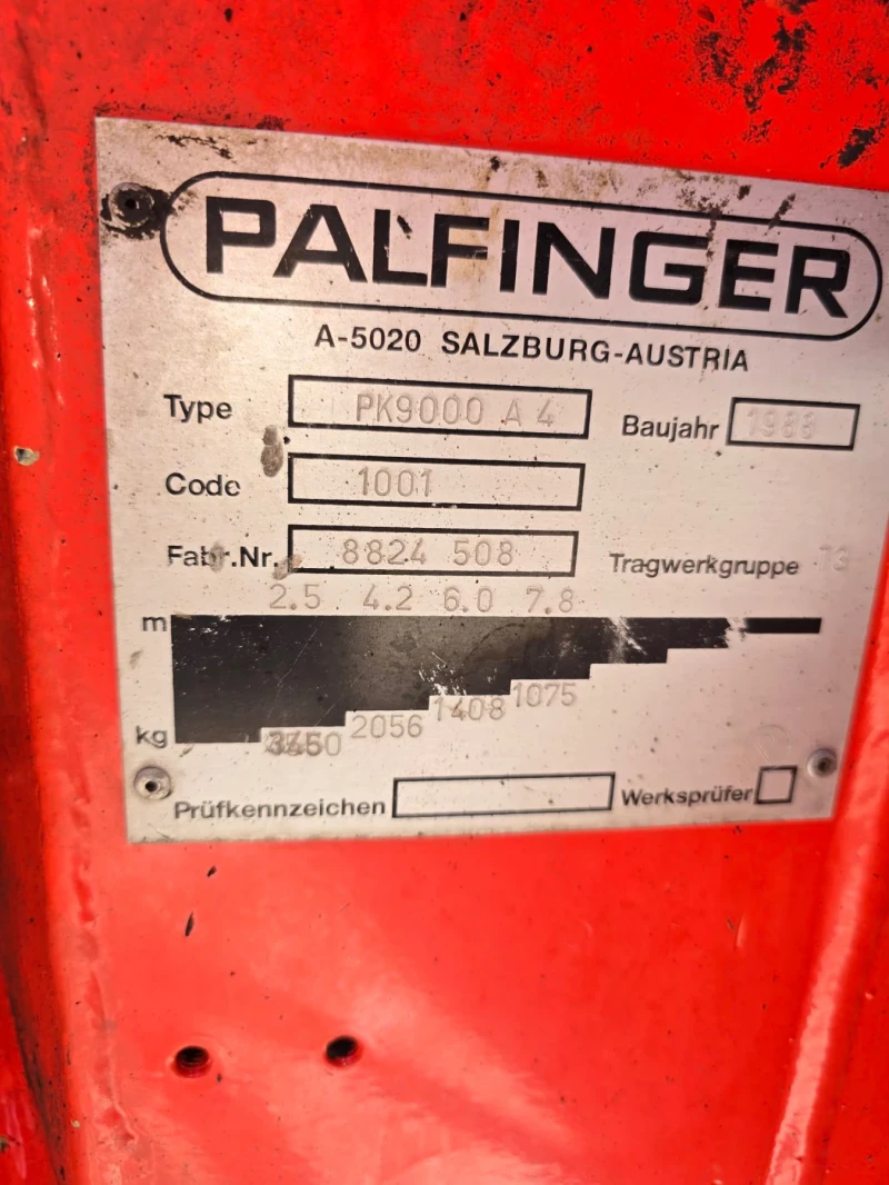 Автокран Друга марка PALFINGER PK 9000 A 4, снимка 4 - Индустриална техника - 52419794