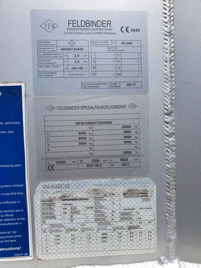 Машини за насипни материали Mercedes Benz ЦИМЕНТОВОЗ / Ремарке FELDBINDER EUT 27 3, снимка 8 - Индустриална техника - 40366909