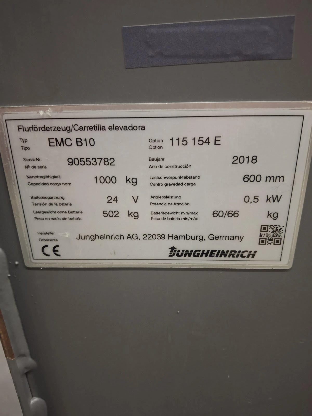 Телескопични товарачи JCB Jungheinrich EMC B10, снимка 4 - Индустриална техника - 56266604