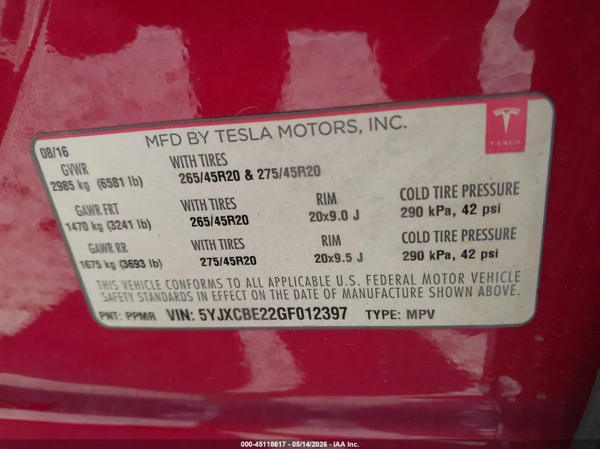 Tesla Model X 60D/70D/75D/90D/P100D, снимка 9 - Автомобили и джипове - 55893386