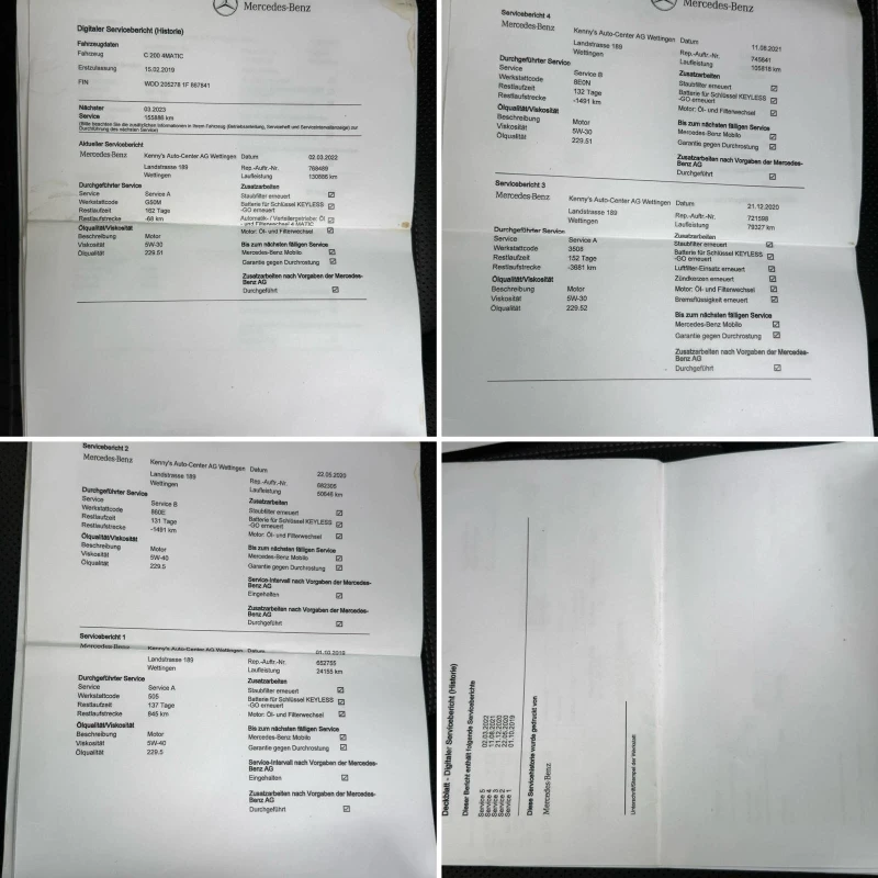 Mercedes-Benz C 200 AMG 4MATIC SWISS Сервизна история, снимка 15 - Автомобили и джипове - 53087145