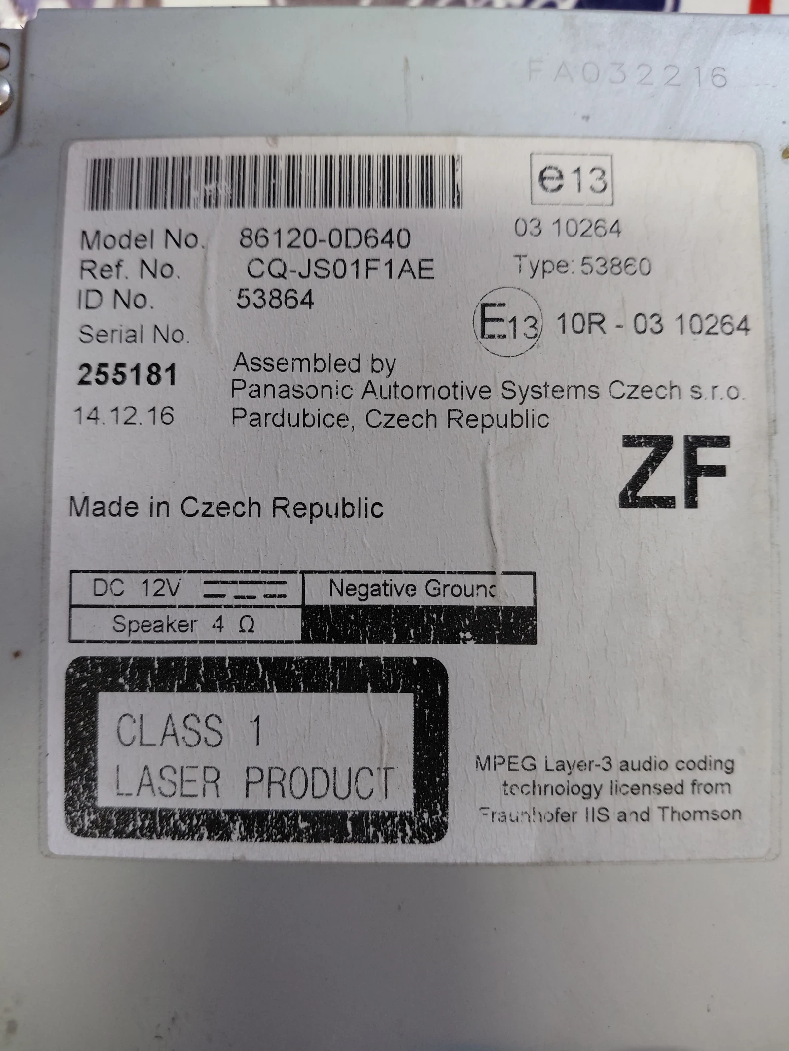86120-0D640 Радио CD TOYOTA YARIS 2016г. 861200D640, снимка 3 - Части - 55735955