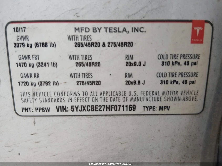 Tesla Model X 100D/75D/90D, снимка 9 - Автомобили и джипове - 56332331