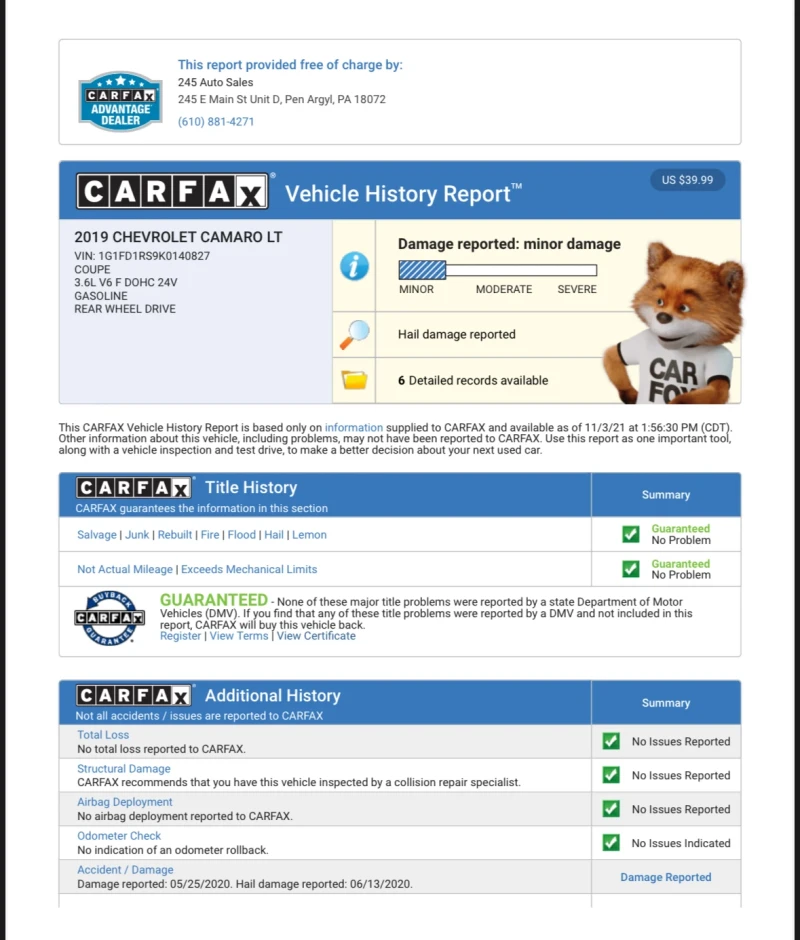 Chevrolet Camaro 46, 000км; V6 FACELIFT; 350КС; CARFAX БЕЗ ЩЕТИ, снимка 14 - Автомобили и джипове - 52662563