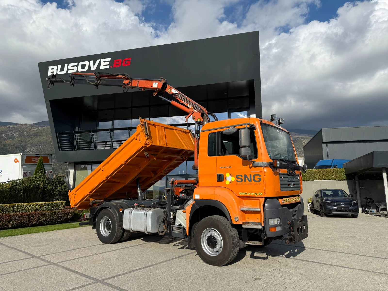 Man Tga 18.350 23000кг 4х4 Самосвал с кран Климатик 4.20м , снимка 1