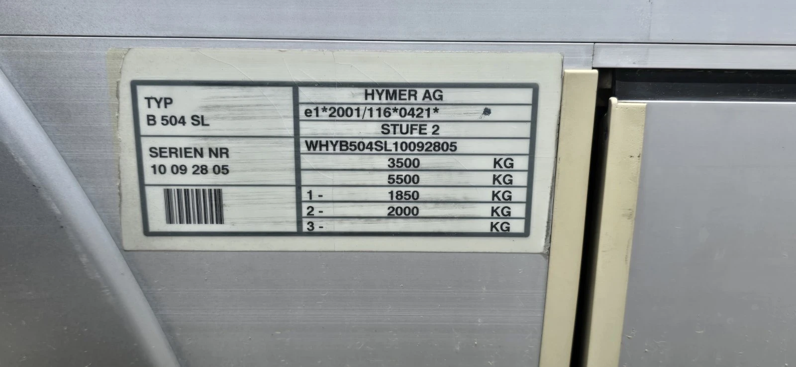 Кемпер HYMER / ERIBA Hymer B-504 SL, снимка 5 - Каравани и кемпери - 54749895