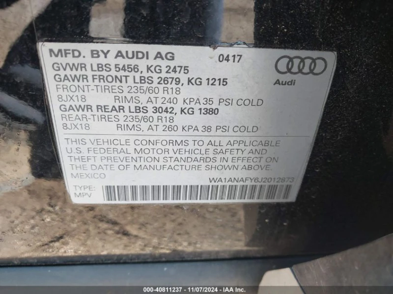 Audi Q5 2.0L I-4 DI, DOHC, VVT, TURBO, 252HP All Wheel Dri, снимка 14 - Автомобили и джипове - 48359211