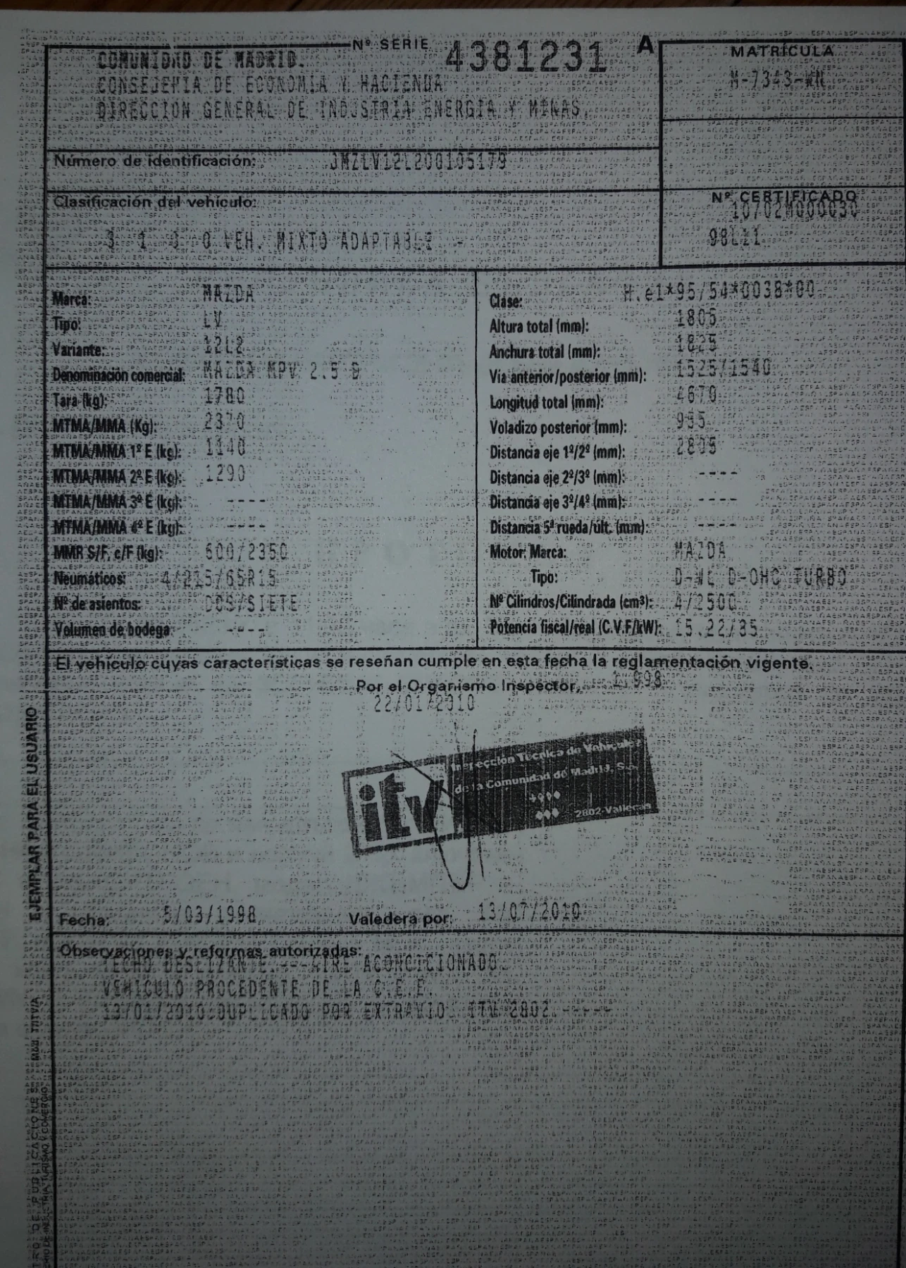 Mazda Mpv 2.5 Д, снимка 3 - Автомобили и джипове - 54238631