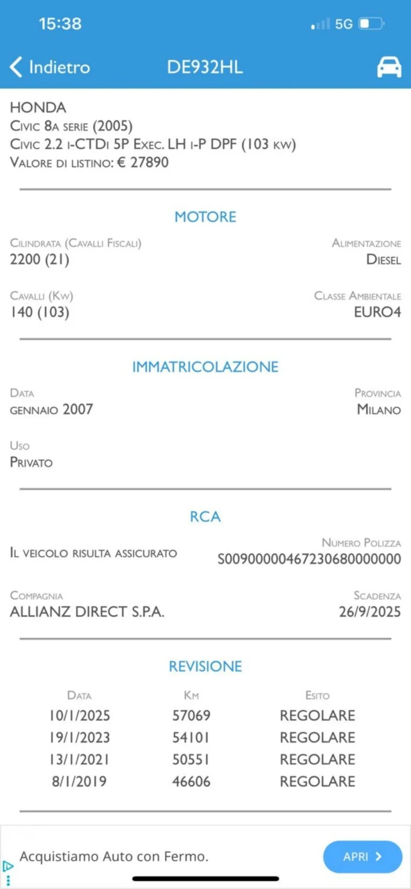 Honda Civic 2.2CTDI* 57000* KM, снимка 17 - Автомобили и джипове - 52376526