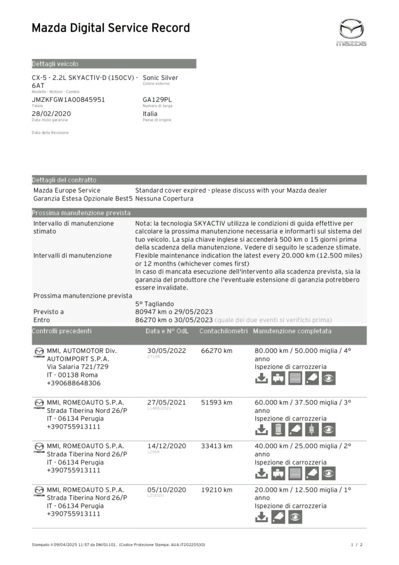 Mazda CX-5 109000км 4x4 2.2d Автоматик 2020г Euro 6D, снимка 16 - Автомобили и джипове - 51562660