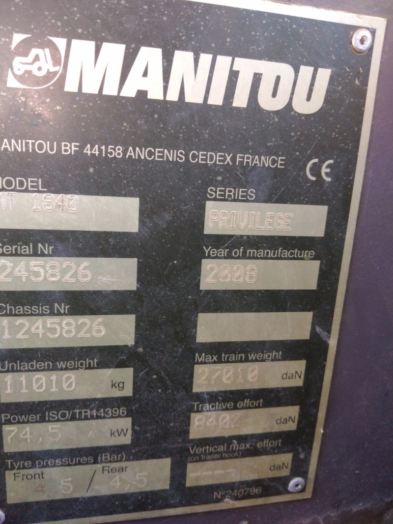 Телескопични товарачи Manitou МТ1840, снимка 2 - Индустриална техника - 43756617