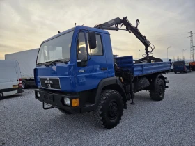 Man L 10.163, 4 х 4, Бързи Бавни, Самосвал + Кран