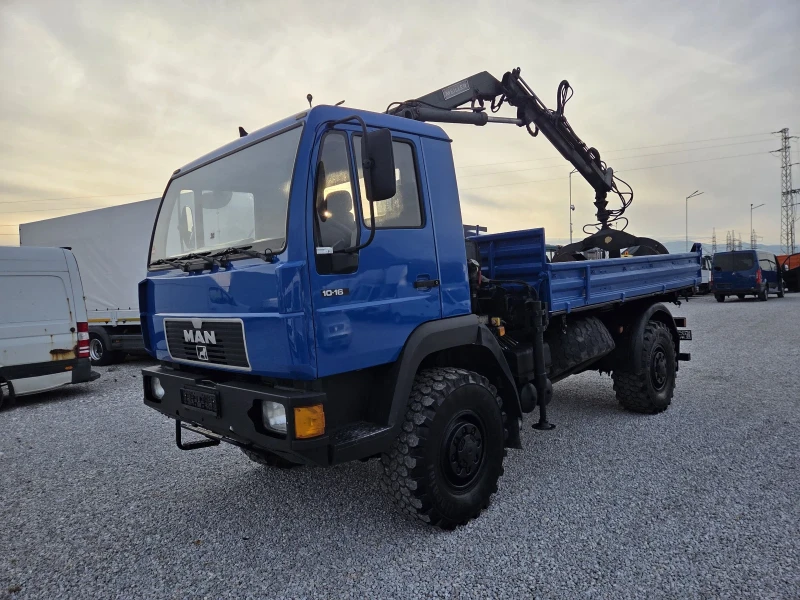 Man L 10.163, 4 х 4, Бързи Бавни, Самосвал + Кран