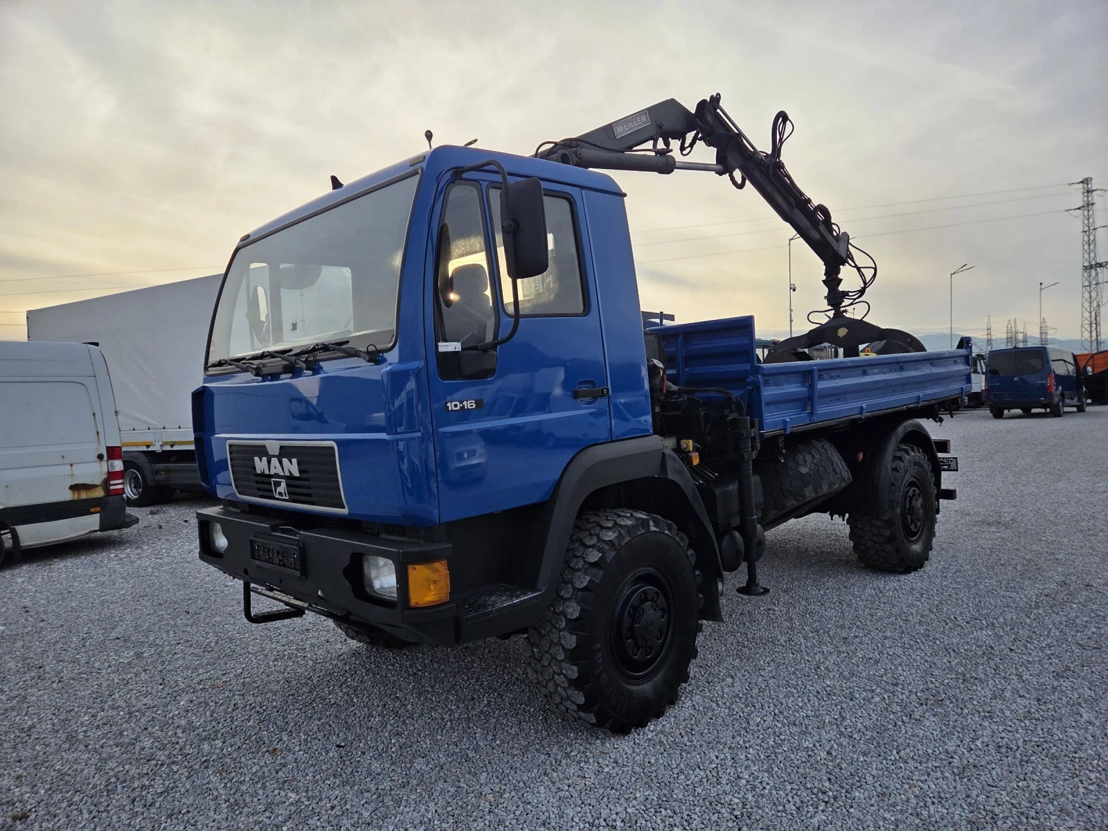 Man L 10.163, 4 х 4, Бързи Бавни, Самосвал + Кран, снимка 1