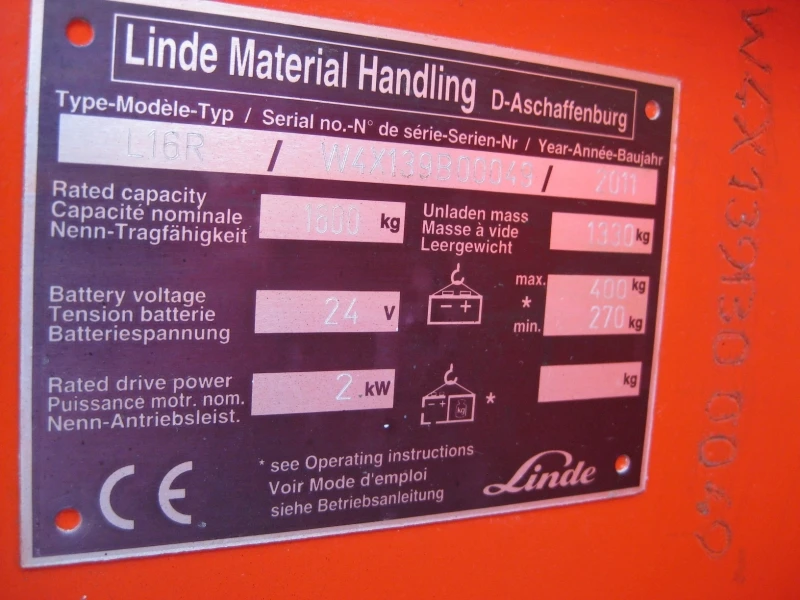 Електрокар Linde L16R, снимка 5 - Индустриална техника - 37894791