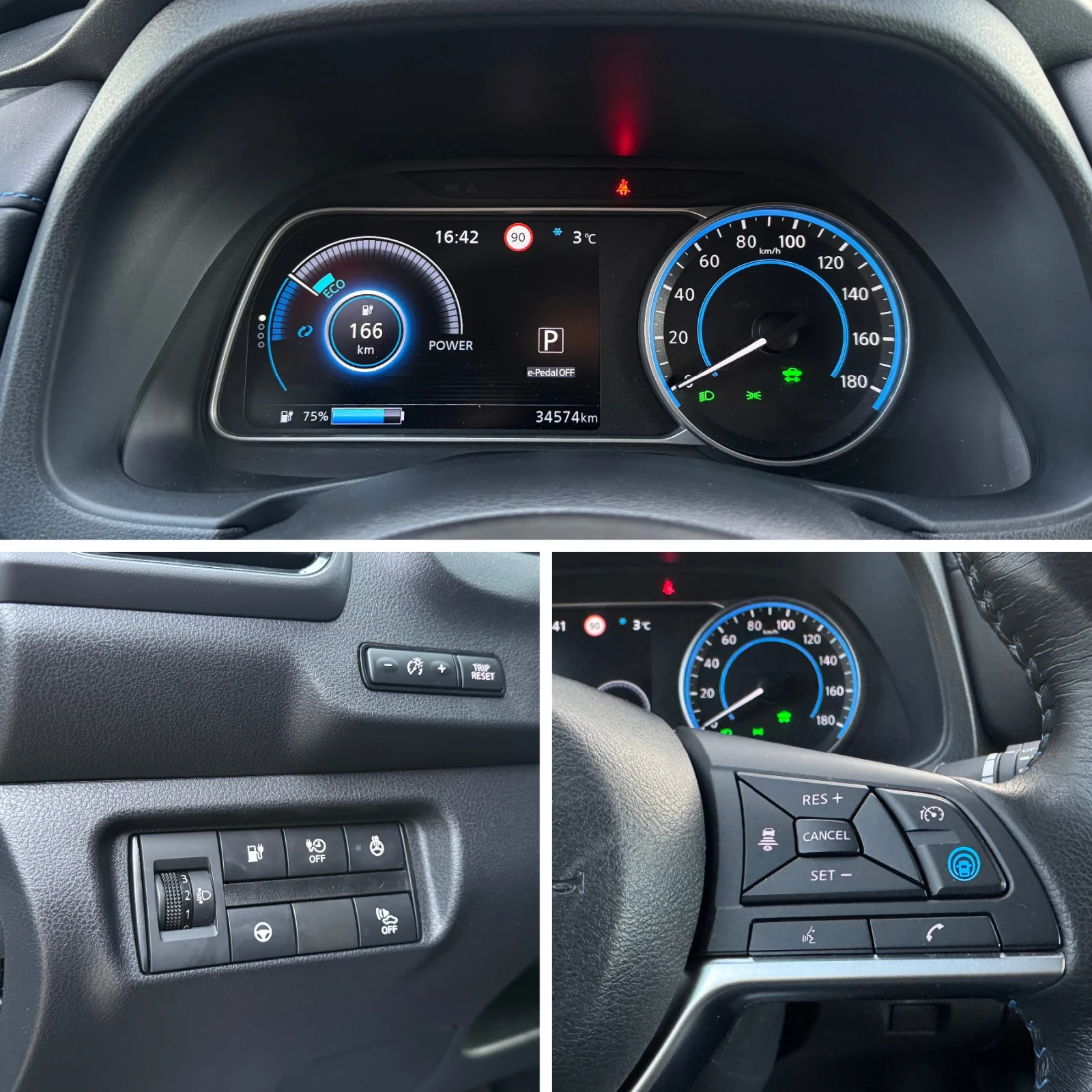 Nissan Leaf  40kw-LED-KEYLESS-DISTRONIC-ПОДГРЕВИ-360cam-TOP, снимка 15 - Автомобили и джипове - 53983190