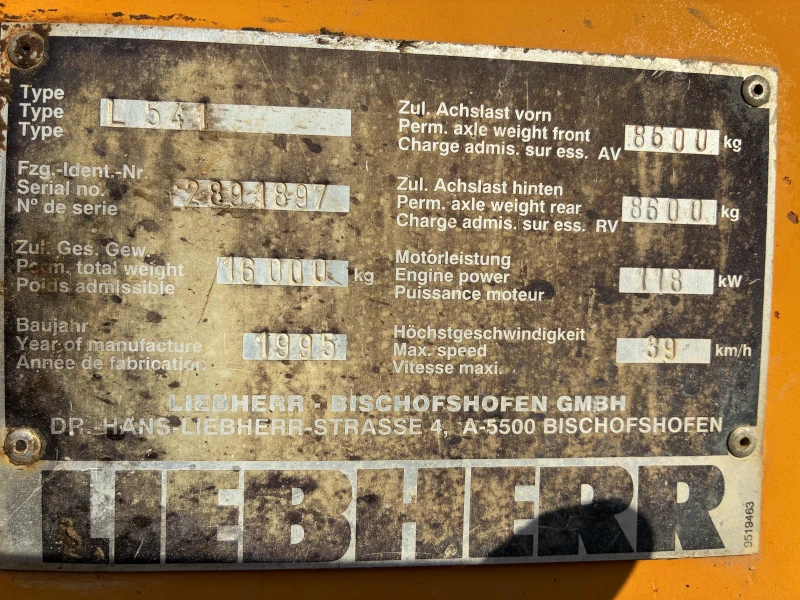 Челен товарач Liebherr 541, снимка 5 - Индустриална техника - 51287534