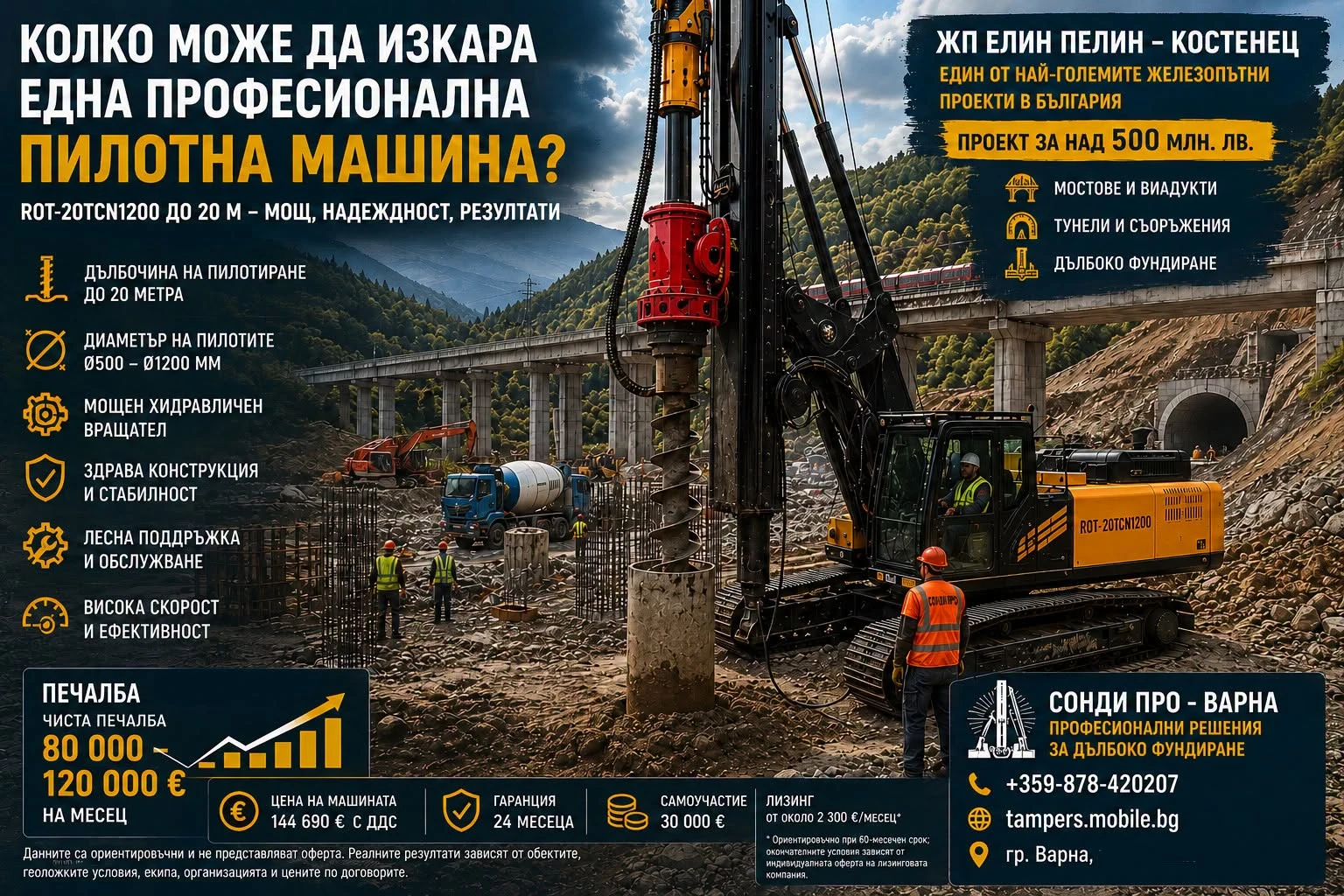 Други специализирани машини Друга Пилотна машина ROT-20TCN1200 до 20 m на лизинг