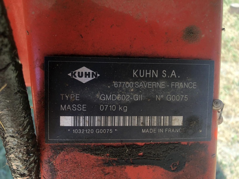 Сенокосачка Друга марка Kuhn GMD602, снимка 3 - Селскостопанска техника - 46415549