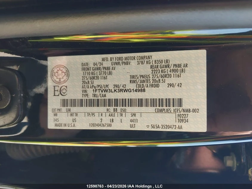 Ford F150 Lightning XLT 4WD SuperCrew 5.5' Box, снимка 9 - Автомобили и джипове - 54336660