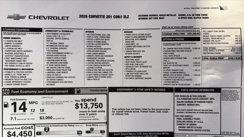 Chevrolet Corvette C8 , ZR1, снимка 2 - Автомобили и джипове - 52721607