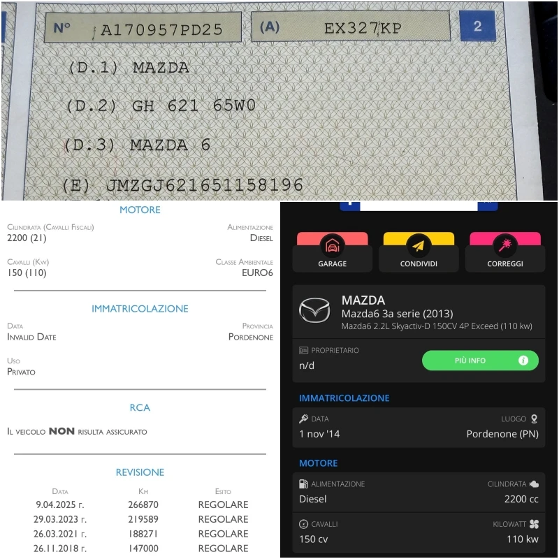 Mazda 6 2.2 Skyactiv ИТАЛИЯ, снимка 14 - Автомобили и джипове - 53111681