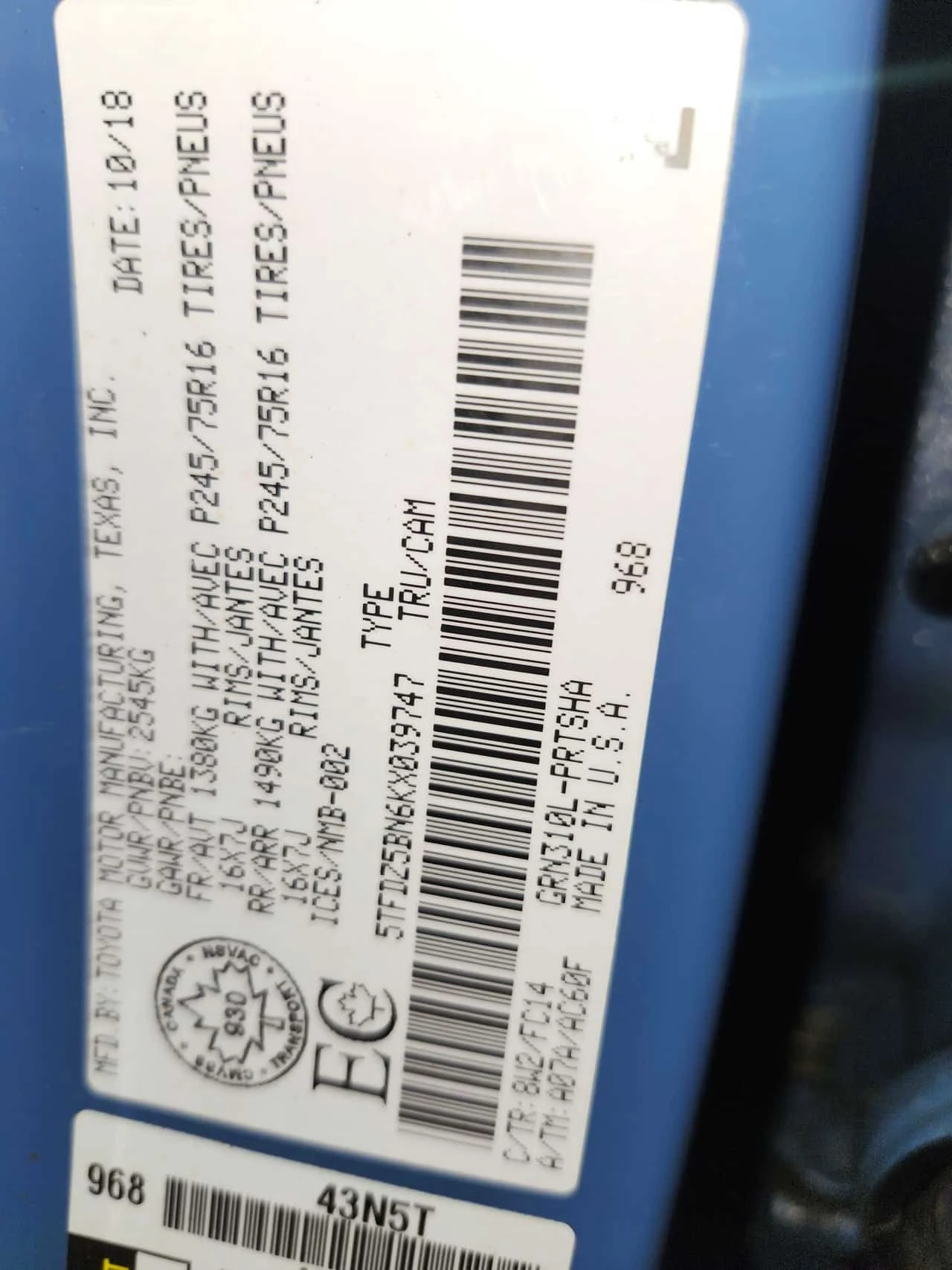 Toyota Tacoma * SR5 * BABY BLUE* GLODEN RIMS* , снимка 11 - Автомобили и джипове - 54006658