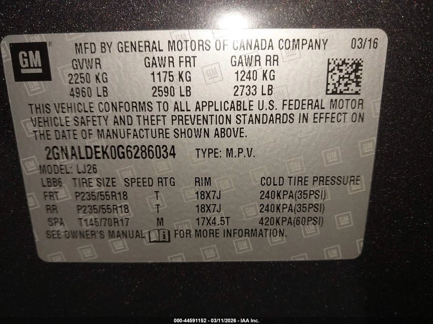 Chevrolet Equinox 2.4L I-4 DI, DOHC, VVT, 182HP Front Wheel Drive, снимка 9 - Автомобили и джипове - 53864442