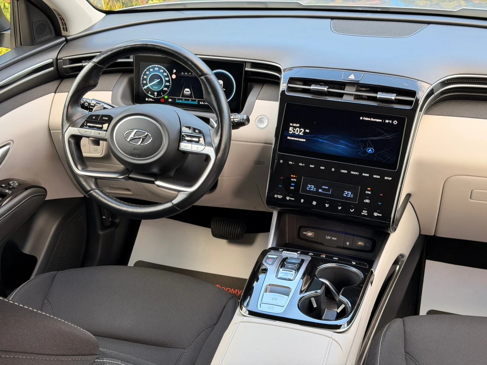Hyundai Tucson 1.6HYBRID-KEYLESS-KRELL-КАМЕРА-ПОДГРЕВ-107Х.КМ-ТОП, снимка 12 - Автомобили и джипове - 55967249