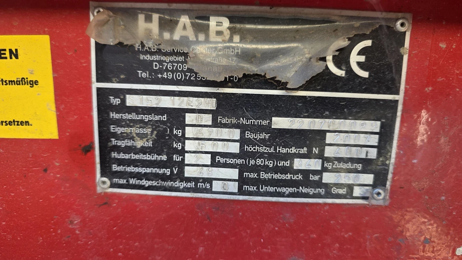 Автовишка Друга марка H.A.B 15 МЕТРА , снимка 10 - Индустриална техника - 54766651