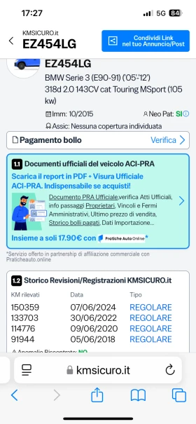 BMW 318 D M touring AUTOMATIC/NAVI/KOJA/BI XENON , снимка 16