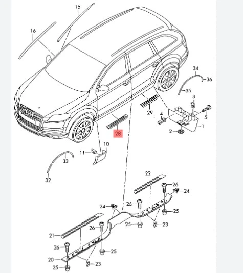 Лайсна праг Audi Q7 2006- LH 4L085337301C, снимка 1 - Части - 48531008